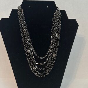 Elegant Silver Multi-Layered Necklace
